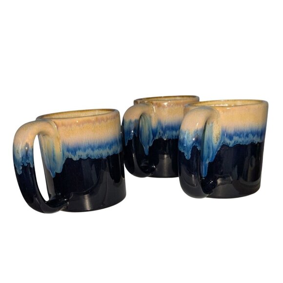 Set 3 Ceramic Gradient Blue Yellow Coffee Mugs 12 Oz Each - Picture 8 of 15